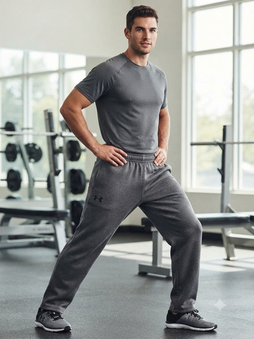Under Armour Dark Gray Fleece Sweatpants, Loose, Size Medium